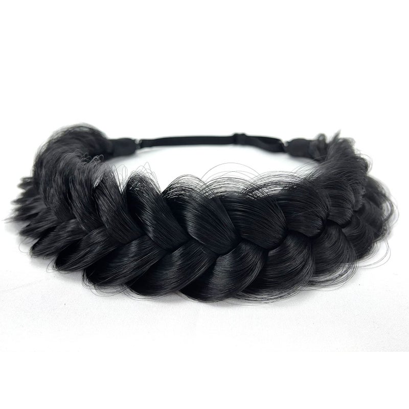TOECWEGR Synthetic Hair Braided Headband Classic Wide Strands Wedding Disorderly Fluffy Braids Wig Band Women Beauty Accessory - Image 1